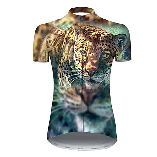 

21Grams Women's Short Sleeve Cycling Jersey Summer Nylon Polyester BlueYellow Tiger Animal Bike Jersey Top Mountain Bike MTB Road Bike Cycling Ultraviolet Resistant Quick Dry Breathable Sports