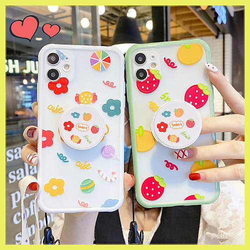 

Ring Holder with Strap TPU Fruit Protection Cover for Apple iPhone Case 11 Pro Max X XR XS Max 8 Plus 7 Plus SE(2020)