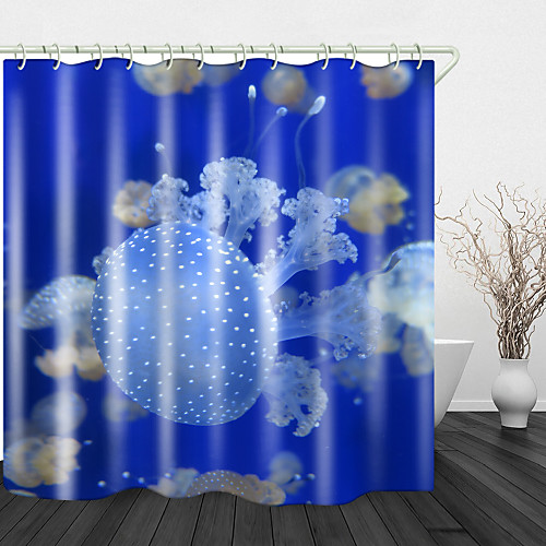 

Jellyfish in Water Digital Print Waterproof Fabric Shower Curtain for Bathroom Home Decor Covered Bathtub Curtains Liner Includes with Hooks