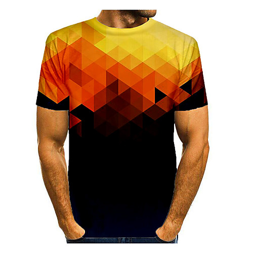 

Men's T shirt Graphic Print Short Sleeve Daily Tops Basic Yellow