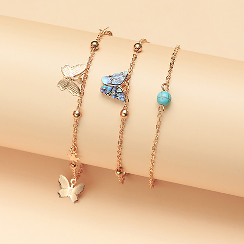 

Leg Chain Simple Classic Vintage Women's Body Jewelry For Gift Holiday Classic Stone Alloy Star Butterfly Gold 3 Pieces