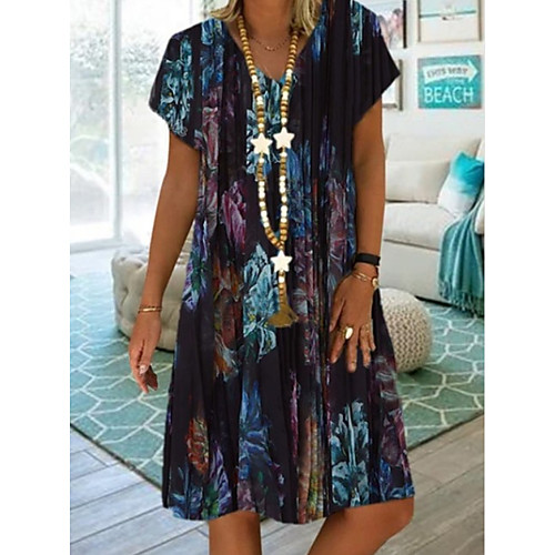 

Women's Shift Dress Knee Length Dress - Short Sleeves Geometric Summer Boho 2020 Navy Blue S M L XL XXL XXXL XXXXL XXXXXL
