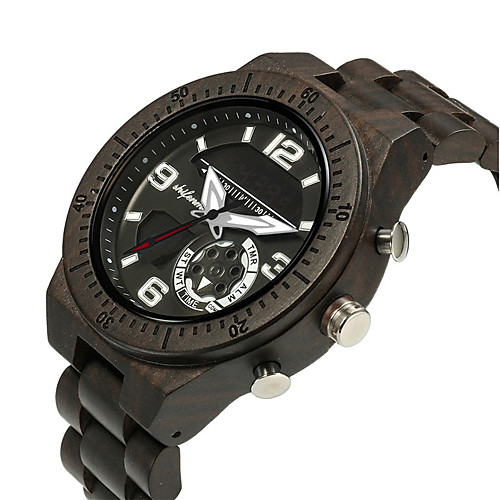 

Sport Watch Digital Wood Wooden Analog Fashion Cool - Black Brown Coffee