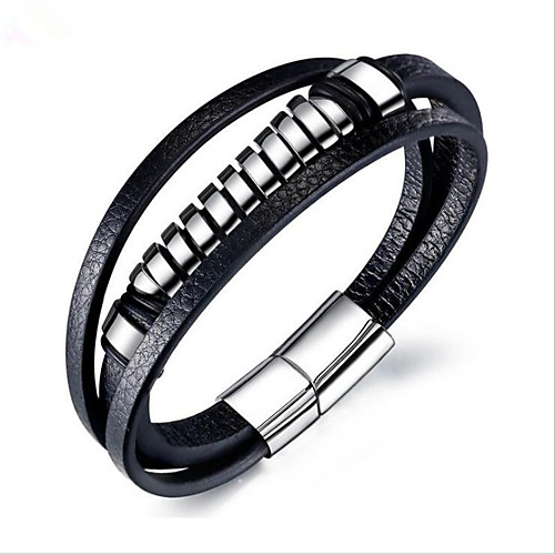 

Men's Chain Bracelet Classic Flower Fashion Leather Bracelet Jewelry Silver For Anniversary Gift / Titanium Steel