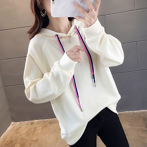 

Women's Hoodie Solid Colored Basic Blue Purple Yellow Beige M L XL XXL XXXL