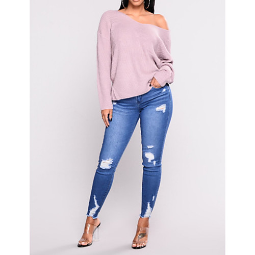 

Women's Basic Loose Cotton Jogger Pants - Solid Colored Blue S / M / L