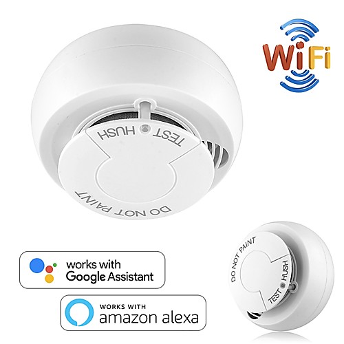 

Smart smoke detector WiFi app remote control compatible with fire alarm sensor wireless security automation Google Alexa Tuya