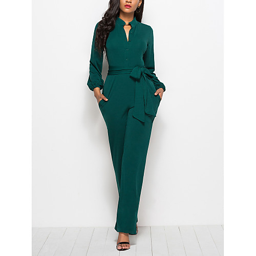 

Women's Ordinary Business Black Red Wine Jumpsuit Solid Colored Drawstring