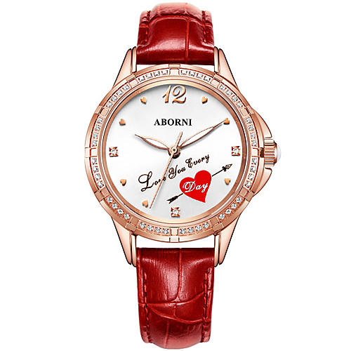 

Women's Quartz Watches Heart shape Fashion Genuine Leather Quartz White Red Blushing Pink Water Resistant / Waterproof Analog