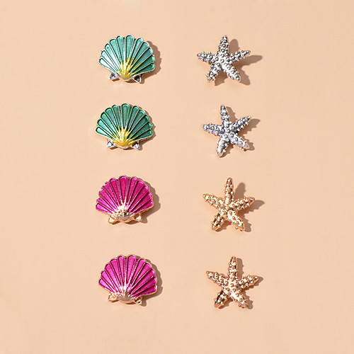 

Women's Earrings Geometrical Shell Punk Trendy Sweet Modern French Earrings Jewelry Rose Gold For Party Evening Engagement Prom Vacation Beach 4 Pairs