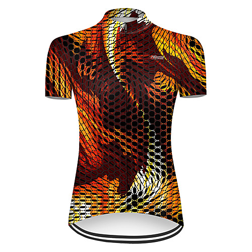 

21Grams Women's Short Sleeve Cycling Jersey Nylon Polyester Orange Plaid / Checkered 3D Gradient Bike Jersey Top Mountain Bike MTB Road Bike Cycling Breathable Quick Dry Ultraviolet Resistant Sports
