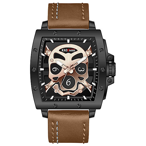 

Men's Sport Watch Quartz Modern Style Stylish Leather Water Resistant / Waterproof Analog Skull Big Face - Black / Silver BlackGloden Brown / Stainless Steel