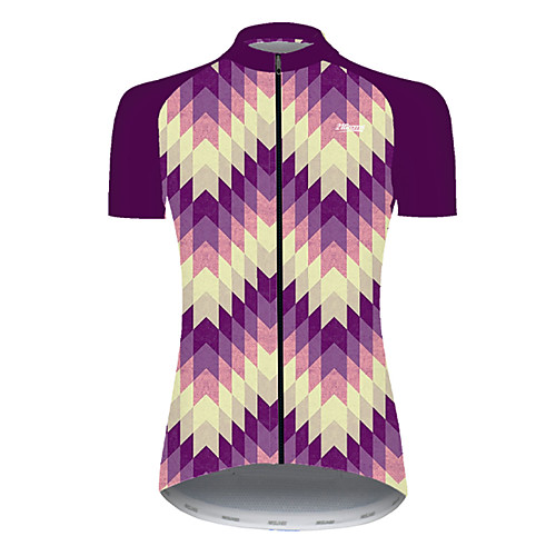 

21Grams Women's Short Sleeve Cycling Jersey Nylon Polyester Violet 3D Stripes Gradient Bike Jersey Top Mountain Bike MTB Road Bike Cycling Breathable Quick Dry Ultraviolet Resistant Sports Clothing