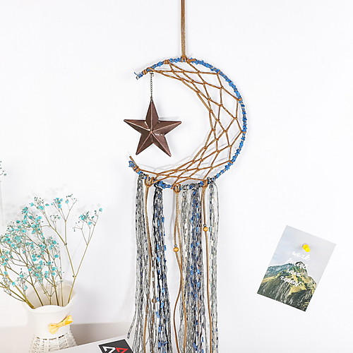 

Boho Dream Catcher Handmade Gift Wall Hanging Decor Art Ornament Craft Feather Moon Star for Kids Bedroom Wedding Festival 2070cm