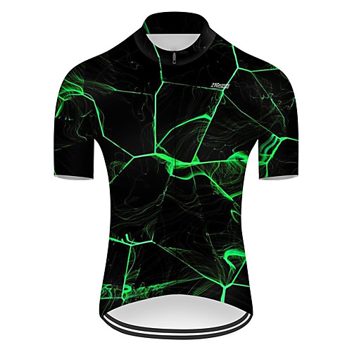 

21Grams Men's Short Sleeve Cycling Jersey Summer Nylon Polyester Black / Green Lightning Gradient 3D Bike Jersey Top Mountain Bike MTB Road Bike Cycling Ultraviolet Resistant Quick Dry Breathable