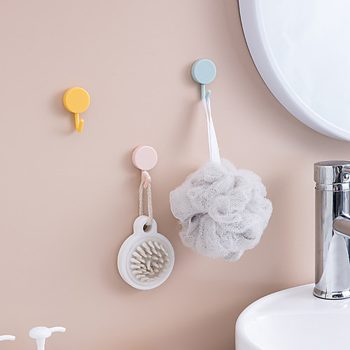 

Multicolor Robe Hooks Wall Mounted Coat Hooks Self-adhesive Plastic 10pcs One Set