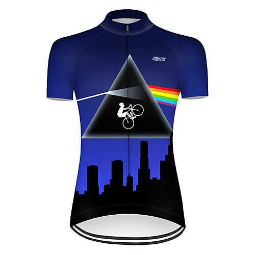 

21Grams Women's Short Sleeve Cycling Jersey Nylon Polyester Black / Blue 3D Rainbow Bike Jersey Top Mountain Bike MTB Road Bike Cycling Breathable Quick Dry Ultraviolet Resistant Sports Clothing