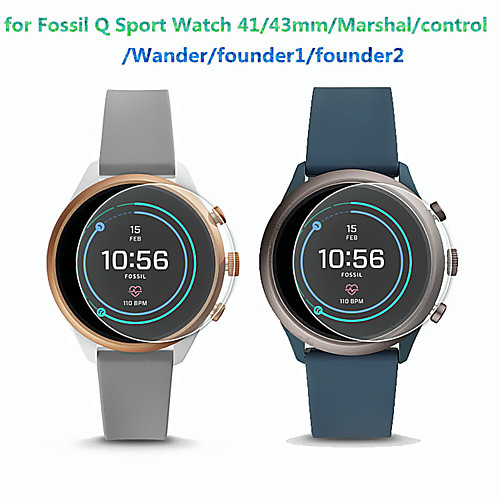 

2 PCS Screen Protector for Fossil Q Wander/Control/Marshal/Sport Watch 41mm 43mm/Founder1/Founder2 Watch Tempered Glass Transparent High Definition (HD) Scratch Proof/9H Hardness