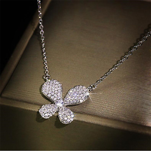 

Women's Cubic Zirconia Pendant Necklace Classic Butterfly Fashion Silver Plated Imitation Diamond White 50 cm Necklace Jewelry For