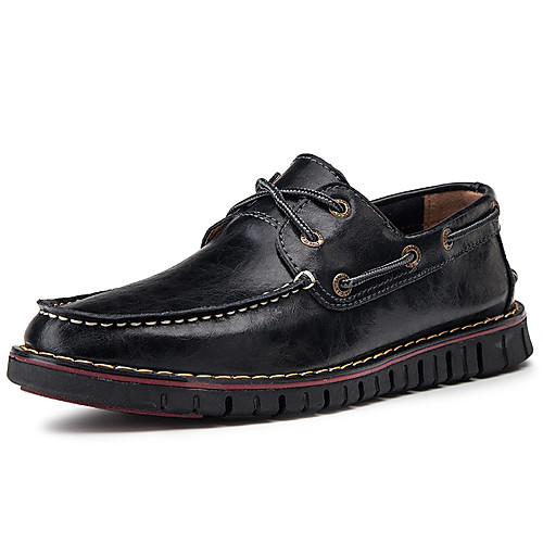 

Men's Summer Classic / British Daily Outdoor Boat Shoes Walking Shoes Nappa Leather Breathable Wear Proof Light Brown / Dark Brown / Black