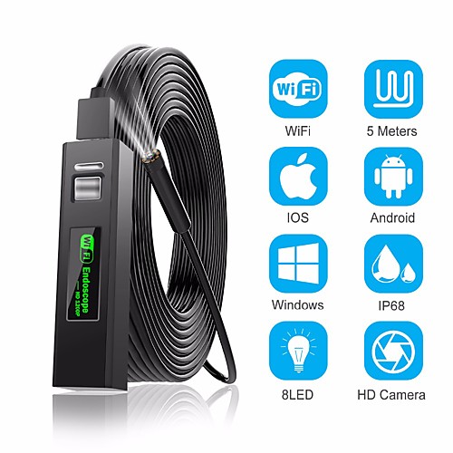 

1200P Endoscope Camera Wireless Endoscope 2.0 MP 1M 2M 5M HD Borescope Rigid Snake Cable for IOS iPhone Android Samsung Smartphone PC