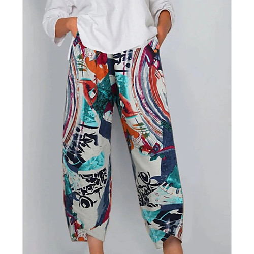 

Women's Basic Chinos Pants - Print Blue Red M / L / XL