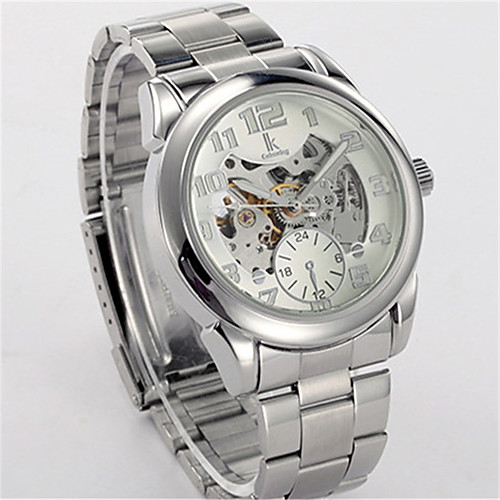

Men's Mechanical Watch Automatic self-winding Stainless Steel 30 m Water Resistant / Waterproof Day Date Analog Fashion Cool - Black / Silver BlackGloden WhiteGolden One Year Battery Life