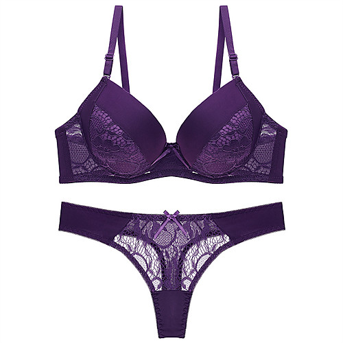 

Women's Bra & Panty Set Push-up Lace Bras Underwire Bra 3/4 Cup Super Sexy Blue
