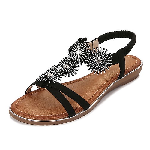 

Women's Sandals Summer Flat Heel Open Toe Daily PU Black / Blue / Silver