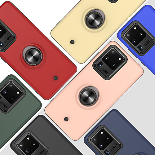 

PC TPU 2in1 Ring Holder Solid Colored Phone Case For Samsung Galaxy S20 S20PLUS S20Ultra S10 S10E S10P S9 S9P