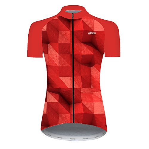 

21Grams Women's Short Sleeve Cycling Jersey Summer Nylon Polyester Black / Red Plaid Checkered Gradient 3D Bike Jersey Top Mountain Bike MTB Road Bike Cycling Ultraviolet Resistant Quick Dry