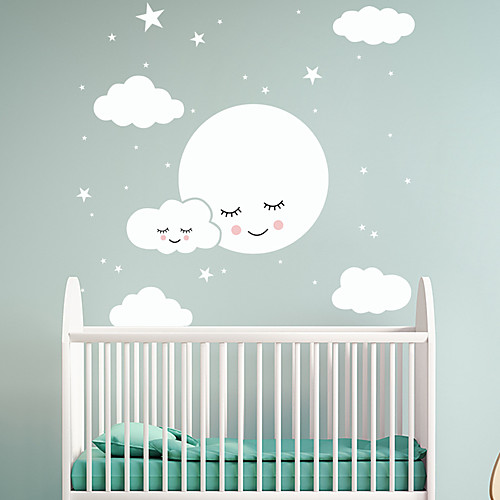 

Cartoon Happy Face White Cloud Star Wall Stickers Plane Wall Stickers Decorative Wall Stickers PVC Home Decoration Wall Decal Wall Decoration 1pc 8078.5cm