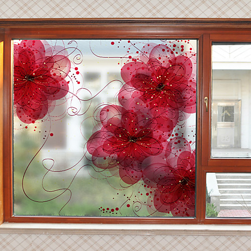 

Frosted Privacy Dream Safflower Pattern Window Film Home Bedroom Bathroom Glass Window Film Stickers Self Adhesive Sticker 58 x 60CM