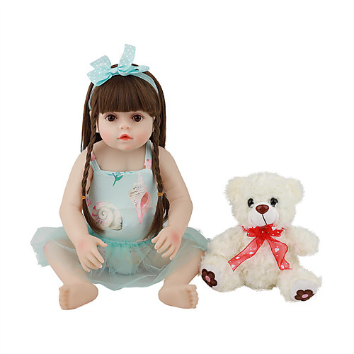 

FeelWind 18 inch Reborn Doll Baby & Toddler Toy Reborn Toddler Doll Baby Girl Gift Cute Lovely Parent-Child Interaction Tipped and Sealed Nails Full Body Silicone with Clothes and Accessories for