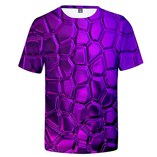 

Men's T shirt Graphic Print Short Sleeve Daily Tops Round Neck Purple