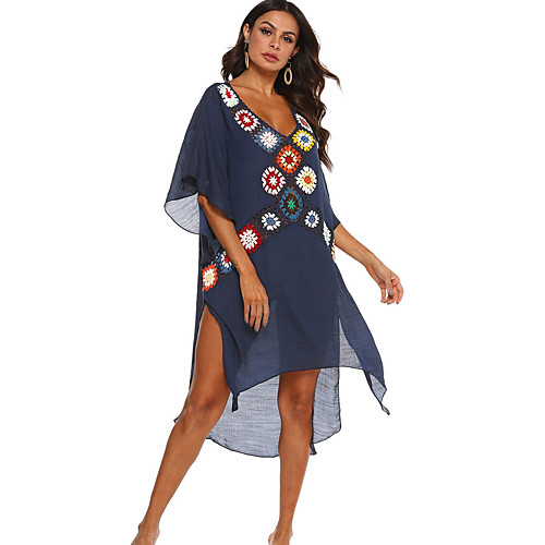 

Women's A-Line Dress Knee Length Dress - Half Sleeve Print Summer Casual Mumu 2020 White Black Dusty Blue One-Size