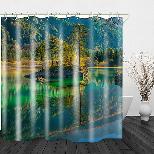 

Colorful Lake Digital Print Waterproof Fabric Shower Curtain for Bathroom Home Decor Covered Bathtub Curtains Liner Includes with Hooks