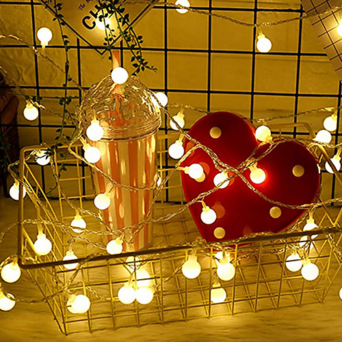 

13ft 4m 40LEDs Ball String Lights 8 Modes Remote Control Waterproof Batteries Powered Fairy String Lights for Bedroom Garden Wedding Party Decortive