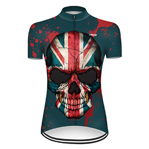 

21Grams Women's Short Sleeve Cycling Jersey Summer Nylon Polyester Black / Red Sugar Skull Skull UK Bike Jersey Top Mountain Bike MTB Road Bike Cycling Ultraviolet Resistant Quick Dry Breathable