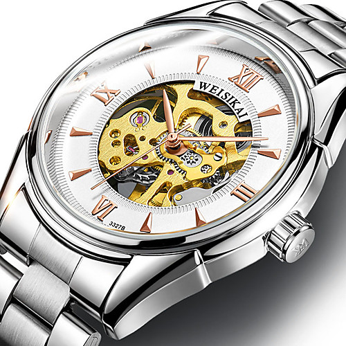 

WEISIKAI Men's Mechanical Watch Automatic self-winding Formal Style Modern Style Stainless Steel Water Resistant / Waterproof Analog Cool Big Face - White Black Gold