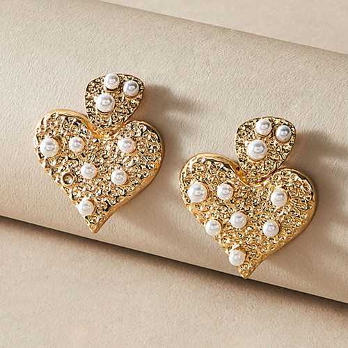 

Women's Drop Earrings Earrings Heart Sweet Heart Classic Elegant Vintage Trendy Fashion Imitation Pearl Earrings Jewelry Gold For Halloween Party Evening Gift Beach Festival 1 Pair