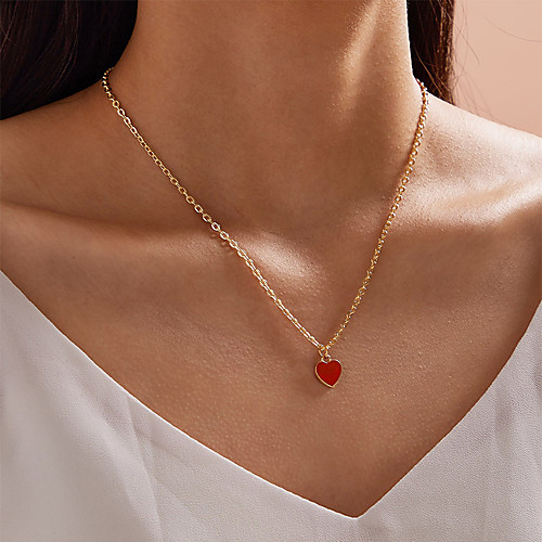 

Women's Pendant Necklace Necklace Classic Heart Classic Rustic Trendy Sweet Chrome Red 48 cm Necklace Jewelry 1pc For Party Evening Masquerade Street Beach Festival