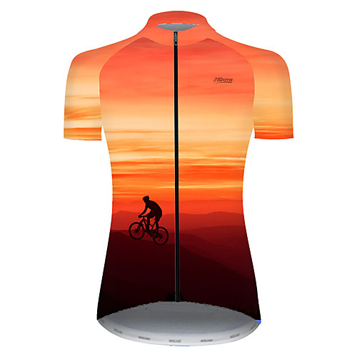 

21Grams Women's Short Sleeve Cycling Jersey Summer Nylon Polyester Red / Yellow Gradient 3D Bike Jersey Top Mountain Bike MTB Road Bike Cycling Ultraviolet Resistant Quick Dry Breathable Sports