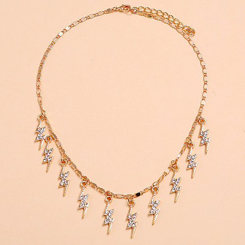 

Women's Pendant Necklace Necklace Classic Lightning Elegant Fashion Classic Trendy Chrome Imitation Diamond Gold 39 cm Necklace Jewelry 1pc For Party Evening Prom Birthday Party Beach Festival