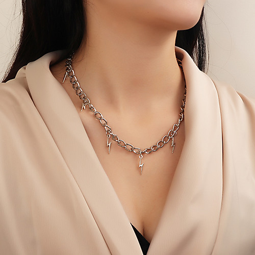 

Women's Pendant Necklace Necklace Classic Lightning Simple Rustic Fashion Classic Chrome Silver 44.8 cm Necklace Jewelry 1pc For Anniversary Street Masquerade Beach Festival