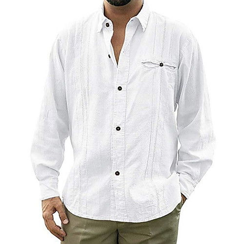 

Men's Solid Colored Shirt Daily White / Blue / Khaki / Green