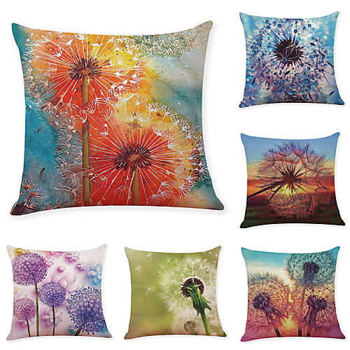 

6 Pcs Faux Linen Pillow Cover Creative Dandelion Faux Linen Pillow Case Car Pillow Cushion Sofa Pillow Pillow Office Nap Pillow