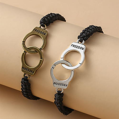 

2pcs Couple's Vintage Bracelet Bracelet Loom Bracelet Braided Lucky Classic Vintage Holiday Trendy Fashion Alloy Bracelet Jewelry Black For Gift Date Birthday Beach Festival