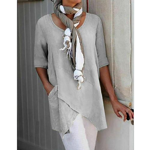

Women's Solid Colored Blouse Daily Weekend Black / Blue / Khaki / Light gray