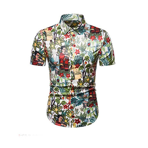 

Men's Abstract Print Shirt Sexy Street chic Daily Going out Green